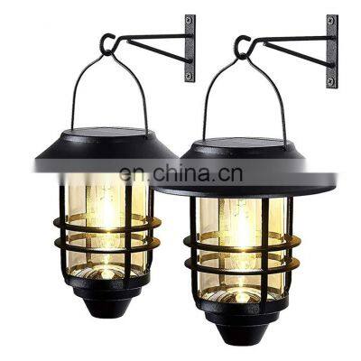 Solar Wall Lantern Outdoor Glass Solar Hanging Lantern Light Waterproof Solar Wall Sconce Light Fixture Wall Mount light