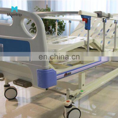 Hot Selling Medical Equipment Abs Head Board Manual Two-function Hospital Med Beds With 2 Crank And IV Pole photo-3