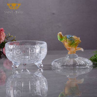 Best Selling Crystal Glass Sunflower Sugar Jar Desk Ornaments Office Decoration photo-3