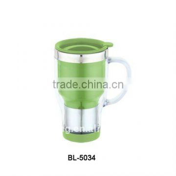 16oz double wall plastic travel mug with handle