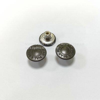 2023 Customized wholesale plating brass cowboy button jeans buttons for jeans clothing