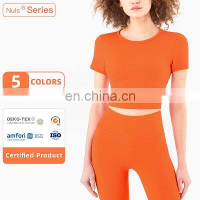 Hot Sale Gym Wear Women T Shirts Oem Slim Fit Short Compression Workout Athletic Shirt Tops