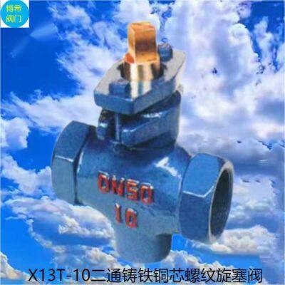 X13T-10 2-Way Cast Iron Copper Core Threaded Plug Valve