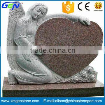 Beautiful Angel Carving India Red Granite Monument