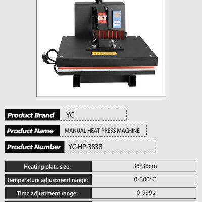 New Manual Heat Press Machine 38*38cm Sublimation Transfer for T-Shirt Garment 110V Semi-Automatic With Motor for Home Use photo-2