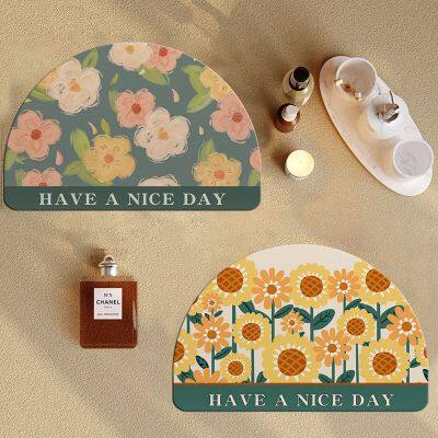 Sheenyoo factory wholesale semi circle diatomite stone bath mat