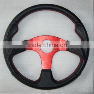 New Leather, Red Stitch 14" Sport Racing Steering Wheel