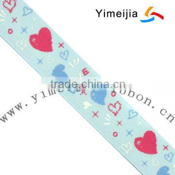 blue love hearts print grosgrain ribbon