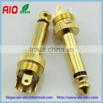 high quality gold plated 6.35mm 1/4'' mono male electric guitar plug connector with welding pieces