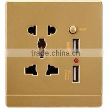 Upgrade Material 2.1A output universal socket outlet/2 USB socket/Mobile phone USB charger