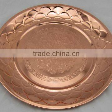 stainless steel Round Copper Plated dish plate dinner plate