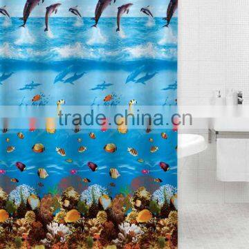 100% Polyester Dolphin Printed Shower Curtain