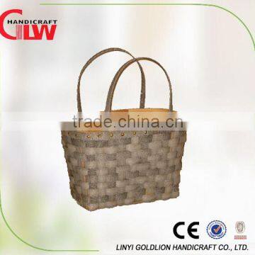 Wood chip hand woven wicker bag wholesale