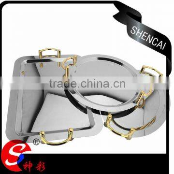 Clearly Mirror Polished Metal Serving Trays Wholesale Mirror Serving Tray With Round+rectangle+oval Shap