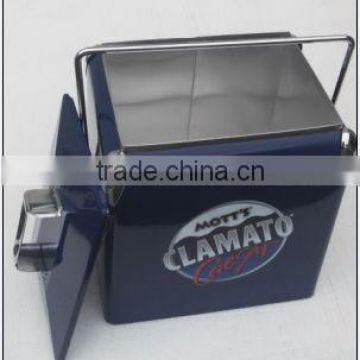 Metal cooler with bottle opener