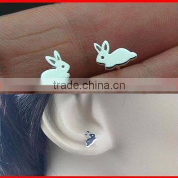 2016 factory wholesale cute bunny simply 925 silver girl stud earring