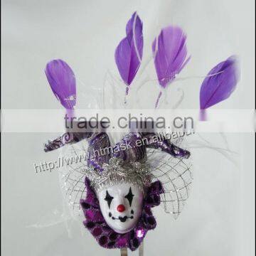 purple chicken feather white ostrich feather carnival headdress