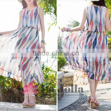 Long Beach Cocktail Dress Colorful Stripe Dress Rainbow Light Red Andblue Cheap Women Bohemia Beach Dresses photo-2