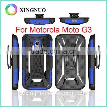 Rugged Armor Holster Case Cover Case for Moto G3 With Kickstand and Locking Belt Swivel Clip