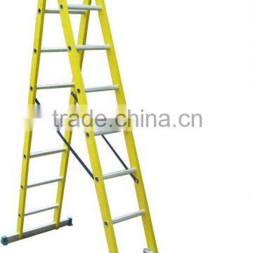 Foldable 2 sections combination aluminum extension ladder