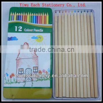 12pcs 7'' Natural Color Pencil Wooden Pencil Natural Pencil With Metal Box