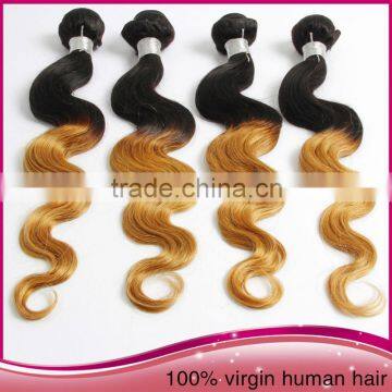 High quality two colors body wave gradient hair weaving colored two tone brazilian hair weave ombre colored hair weave