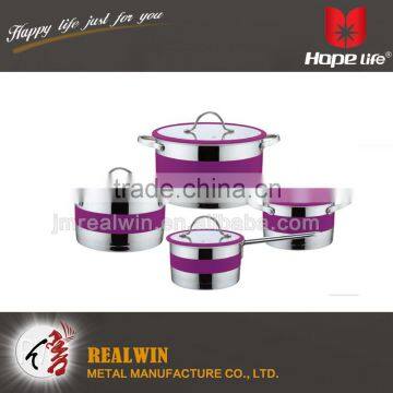 High quality inside satin finish cookware , thicken bottom stock pot