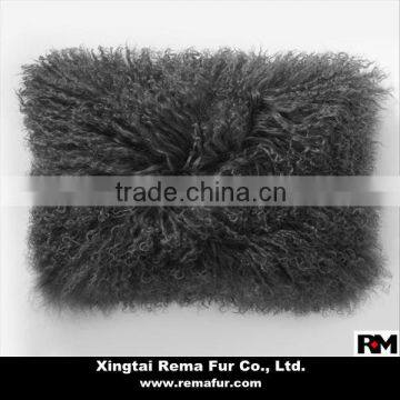 Long Wool Tibetan Mongolian Lamb Skin Fur Pillow Cover/ Pillow Case in High Quality photo-3