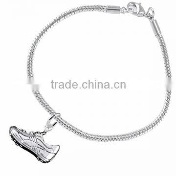 3D Sports Cleat Sneaker Charm, Comes On An Adjustable Silver Tone, Solid Miracle Wire Bracelet photo-4