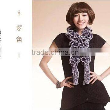 Flower petal Pattern Winter warm Rabbit Fur Scarf for lady