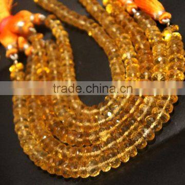 SEMI PRECIOUS NATURAL CITRINE 8-9MM RONDELLE FACETED LOOSE BEADS STRAND LINE photo-3