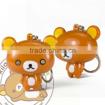 Wholesale cute bear kuma LED light flash keychain