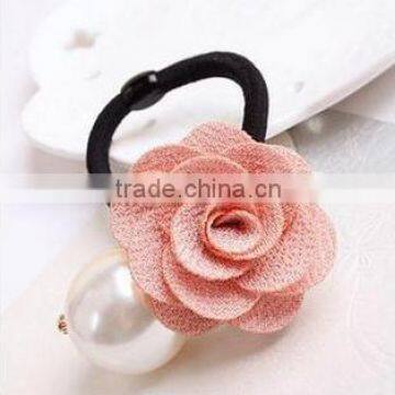 lovely decorative flower beads elastic hair tie pony holders wholesale price