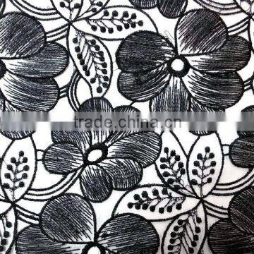 Big flower cotton embroidery on organza fabric