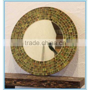 Round Luxurious make up hotel mosaic corner bathroom mirror