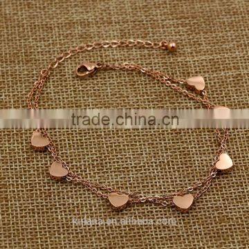 New gold bracelet designs seven hearts charm bracelet