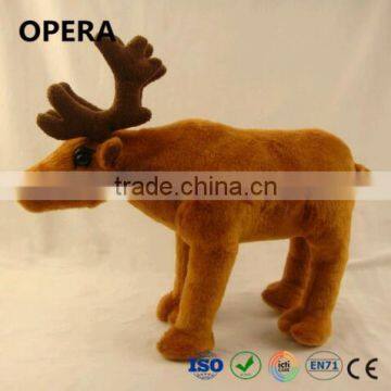 brown very soft short plush custom reindeer cartoon toy