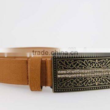 2015 Vintage Style Women's Fashoion Brand PU Belt With Shiny Rhinestone BIG Buckle photo-4