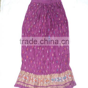 cotton gold printed ladies long skirts indian leaf prints