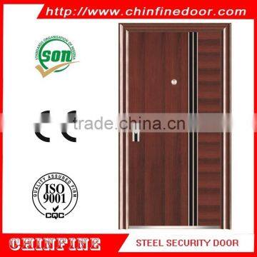 Wood grain transfer printing steel safety door with low price