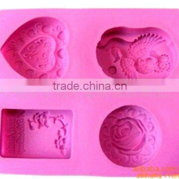 4 engraved designs handmade silicone soap mould