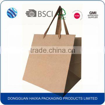 Hot selling custom logo foldable brown kraft paper shopping bag