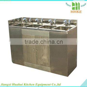 Two-person station stainless steel hospital sink with cabinet