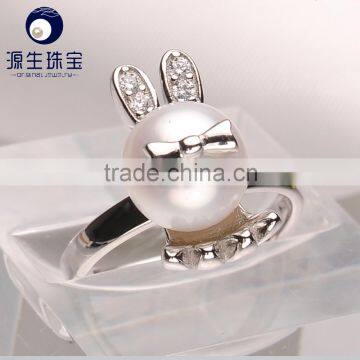 AAA quality freshwater pearl ring designs silver pearl gemstone ring