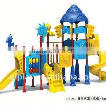 children playground outdoor slide in amusement park playground