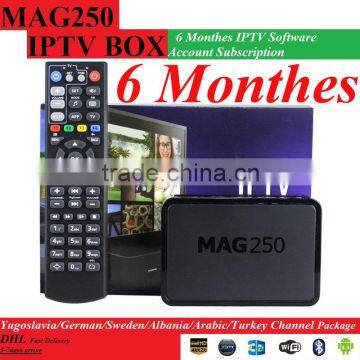 Free shipping 6 Monthes Mag250/Mag245 IPTV software subscription with Yugoslavia/German/Sweden/Albania/Turkey Channel Package