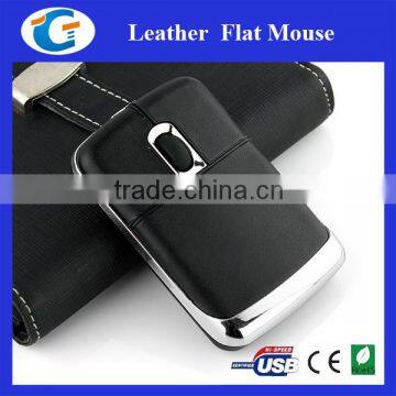 super flate leather pu wired computer optical mouse