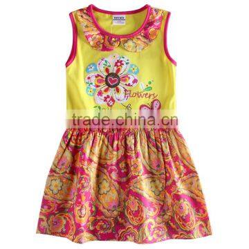 (H6145) 2-6y nova kids new dress designs flower dress kids printed baby dress girls