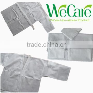 Disposable Non woven Spa White Kimono pocket on sleeve