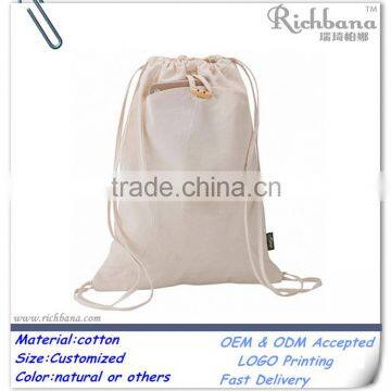 drawstring backpack bag with front zipper pocket